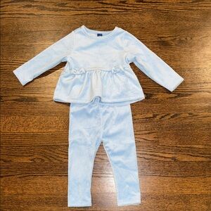 Light Blue Velour Peplum Set 12-18 Months